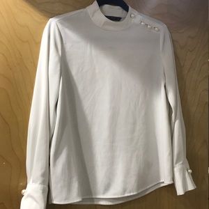 White Zara Blouse w Pearl Buttons